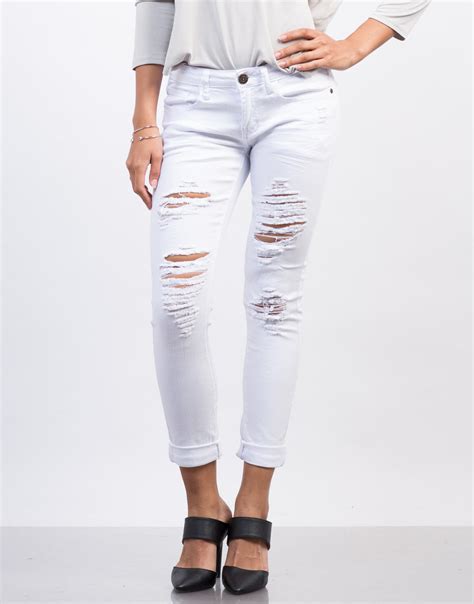 white damage jeans|ripped jeans white.